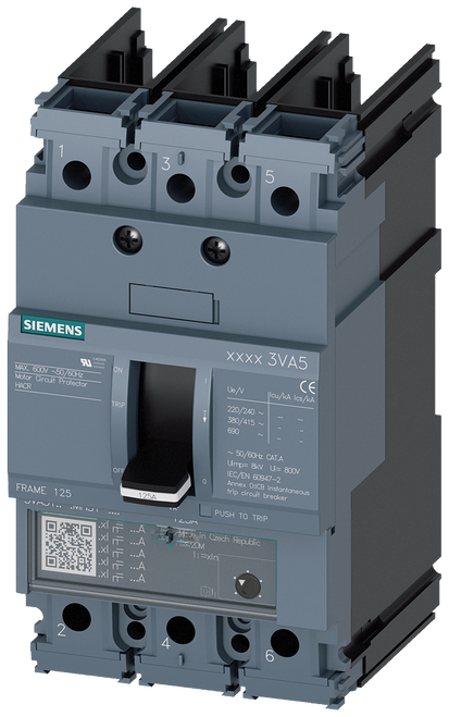 3VA5130-1MH31-0AA0 Siemens Motor Circuit Protector with Thermal - Magnetic Trip Unit, 30A 3-Pole