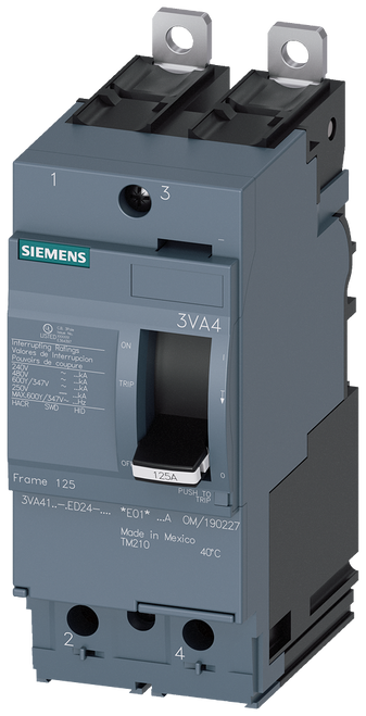 3VA4160-6ED24-0AA0 Siemens Molded Case Circuit Breaker With Thermal - Magnetic Trip Unit, 60A 2-Pole