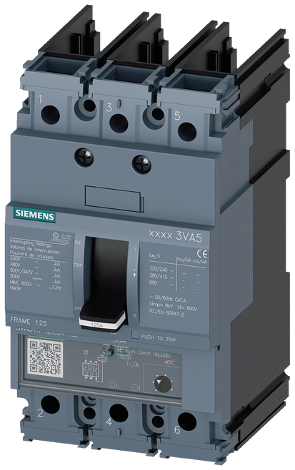 3VA5170-4EC31-0AA0 Siemens Molded Case Circuit Breaker With Thermal - Magnetic Trip Unit, 70A 3-Pole