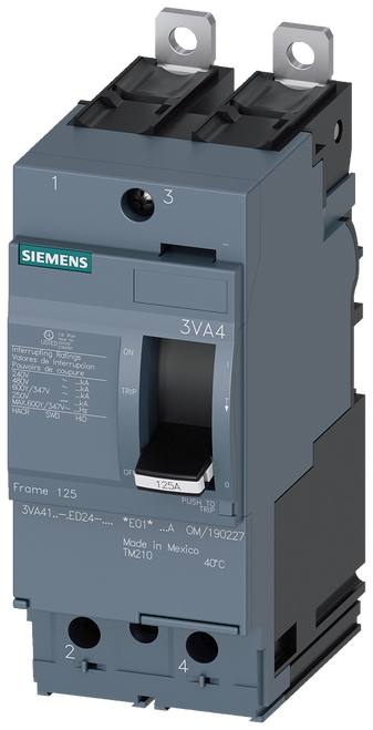 3VA4112-5ED24-0AA0 Siemens Molded Case Circuit Breaker With Thermal - Magnetic Trip Unit, 125A 2-Pole