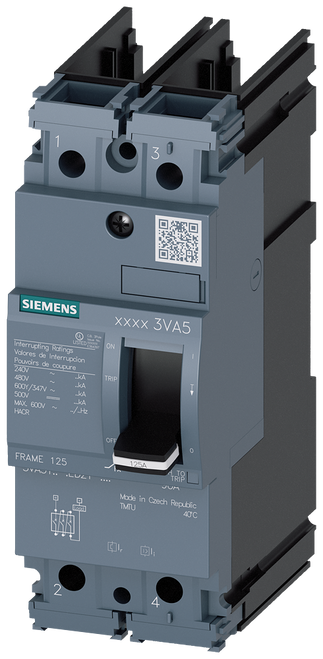 3VA5140-4ED21-0AA0 Siemens Molded Case Circuit Breaker With Thermal - Magnetic Trip Unit, 40A 2-Pole