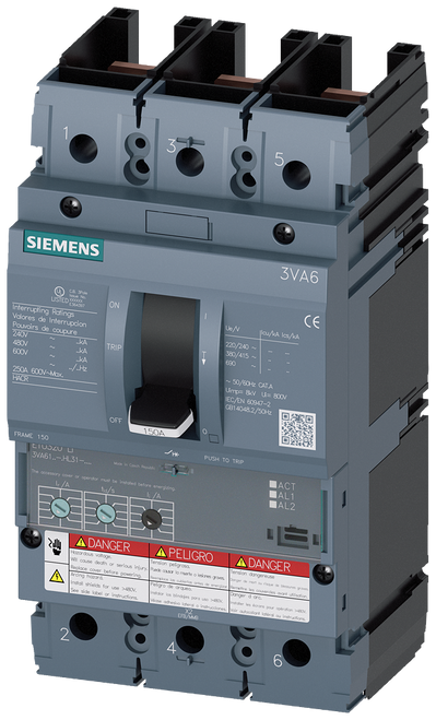 3VA6140-7HL31-0AA0 Siemens Molded Case Circuit Breaker With Electronic Trip Unit, 40A 3-Pole