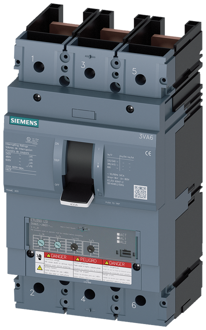 3VA6325-6HN31-0AA0 Siemens Molded Case Circuit Breaker With Electronic Trip Unit, 250A 3-Pole