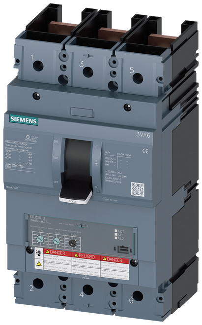 3VA6340-7HL31-0AA0 Siemens Molded Case Circuit Breaker With Electronic Trip Unit, 400A 3-Pole