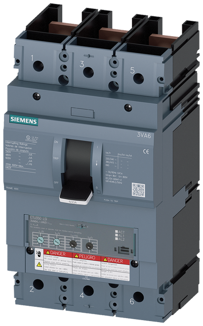 3VA6460-5HN31-0AA0 Siemens Molded Case Circuit Breaker With Electronic Trip Unit, 600A 3-Pole