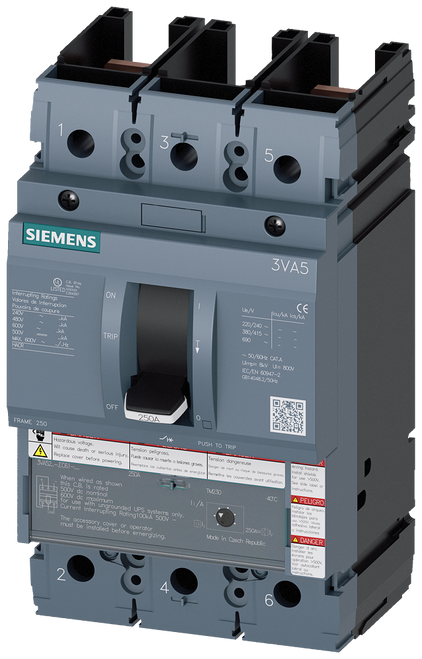 3VA5210-5EC61-0AA0 Siemens Molded Case Circuit Breaker With Thermal - Magnetic Trip Unit, 100A 2