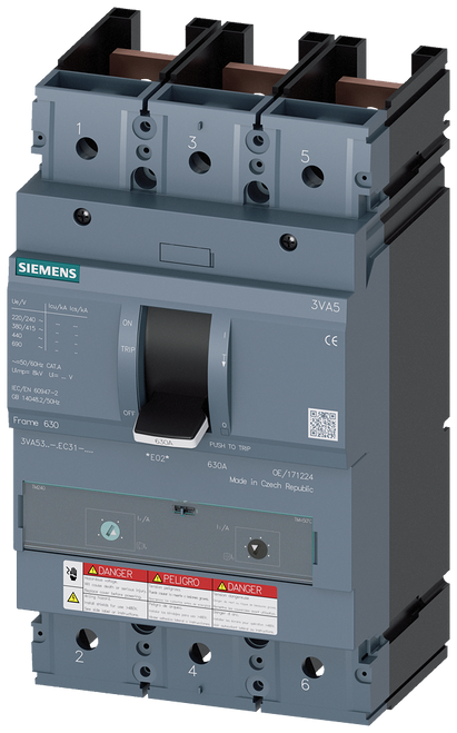 3VA5340-5EF31-0AA0 Siemens Molded Case Circuit Breaker with Thermal - Magnetic Trip Unit, 3 Pole 400A 