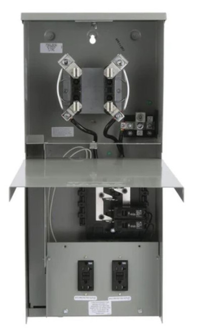 TL77NB  -Temporary Power Outlet Panel with Two 20 Amp Duplex Receptacles Bottom Feed, Ring Type, Meter Socket