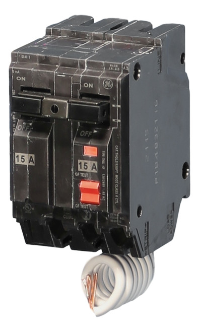 THQL2115GFT Plug-in style GFI 2 Pole 15A Circuit Breaker - Breaker