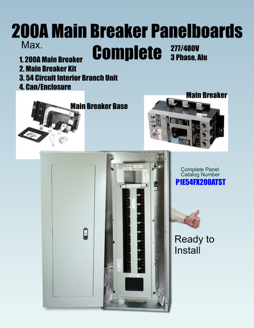 P1E54FX200ATST
200 Amp Main Breaker Included & 54 Circuits Provision
in branch section. P1E54FX200ATST
200 Amp Main Breaker Included & 54 Circuits Provision
in branch section.