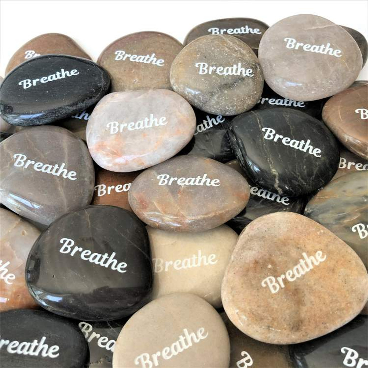 Breathe” Polished River Stones Fit in Your Pocket