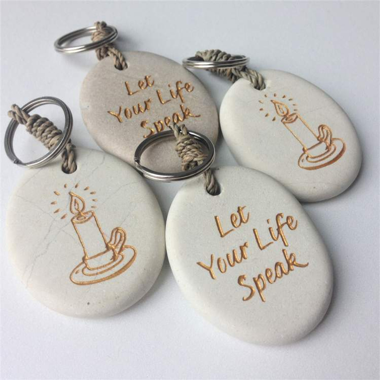 Hope Zen Stone Lucky Rock Inspirational Charm Keychain Keyring “Success”