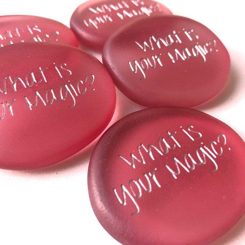 Pink Rose Sea Glass Custom Beach Stones, 2"-2.25"