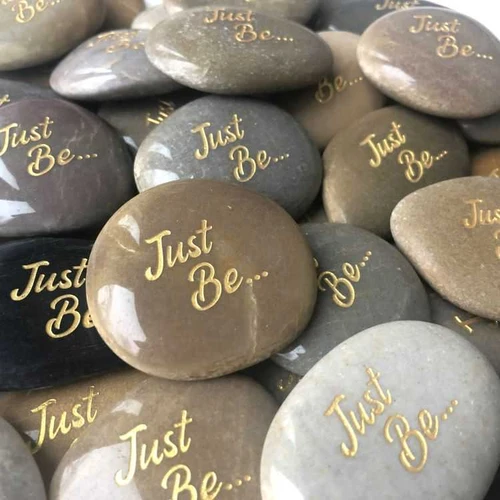 Polished River Rocks Custom Engraved with Gold Ink, 1.5"-2.25"