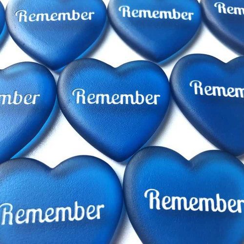 Blue Heart Shaped Pocket Glass Stones, 1.5"-1.75"