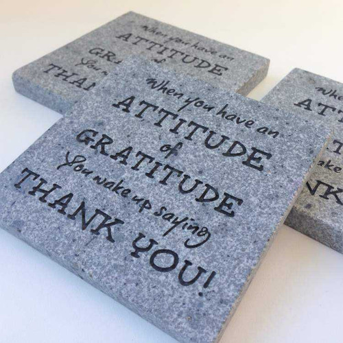 Square Attitude of Gratitude Display Stone, 4"x 4" in Gray