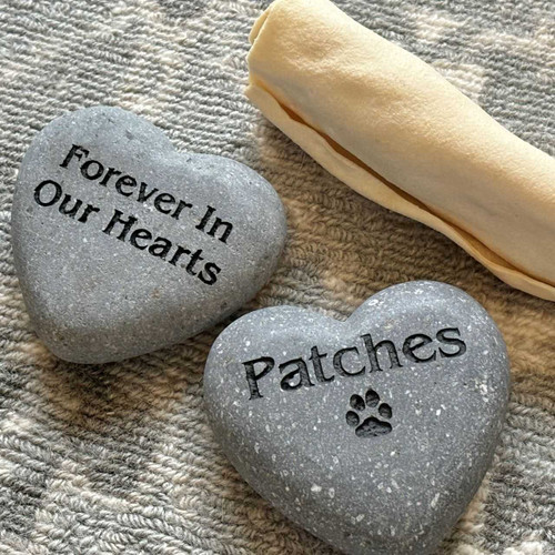 Pet Memorial Heart Shaped Stone in Gray and Black