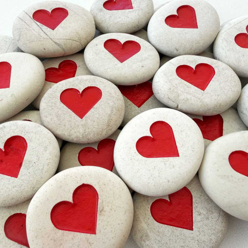 Small Red Heart Stones, 1" -1.25"