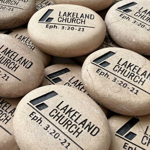 Custom Engraved Tan Unpolished Rocks with Black, 2"-2.25"