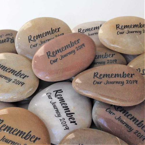 Polished River Rocks Custom Engraved with Black Ink, 1.5"-2.25"