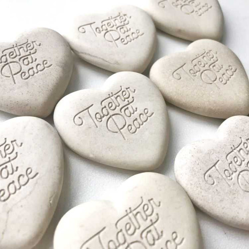 Small Cream Custom Heart Stones , 1.5"-1.75"