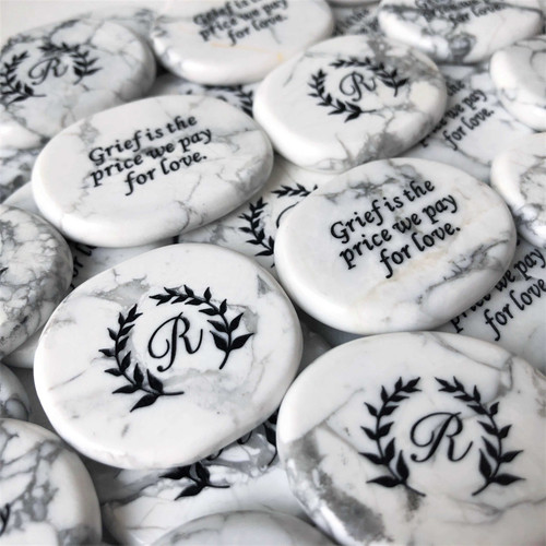 Howlite Custom Engraved Stones, 1.75"