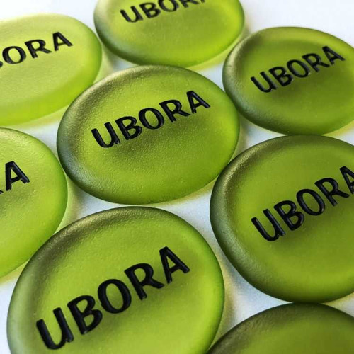 Lime Green Sea Glass Pocket Stones, 1.5"-1.75"