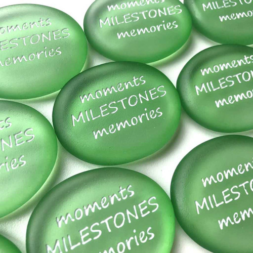 Light Green Sea Glass Beach Stones, 2"-2.25"