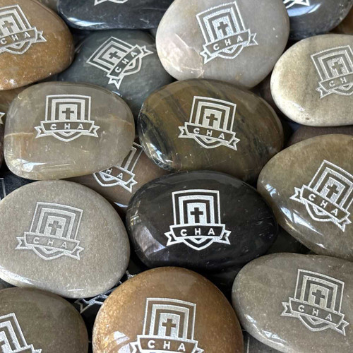 Polished River Rocks Custom Engraved with Silver Ink, 1.5"-2.25"