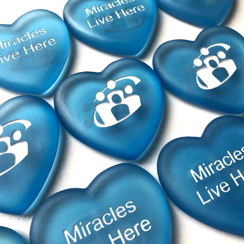 Light Blue Heart Shaped Glass Stones, 2"-2.25"