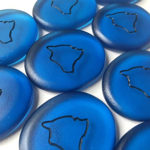 Blue Sea Glass Pocket Stones, 1.5"-1.75"