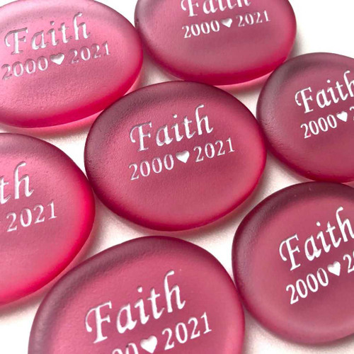 Pink Sea Glass Pocket Stones, 1.5"-1.75"