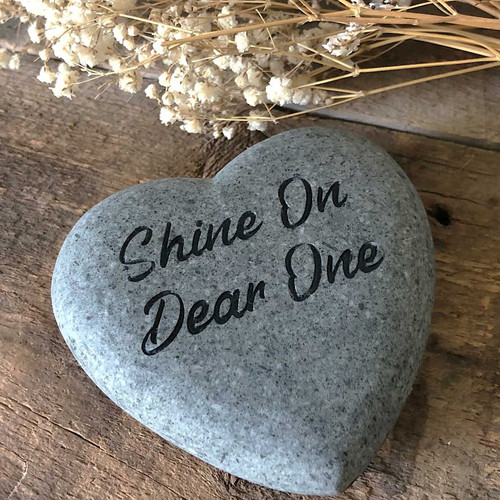 Gray Paperweight Heart Stone with Black Ink, 3"-4"