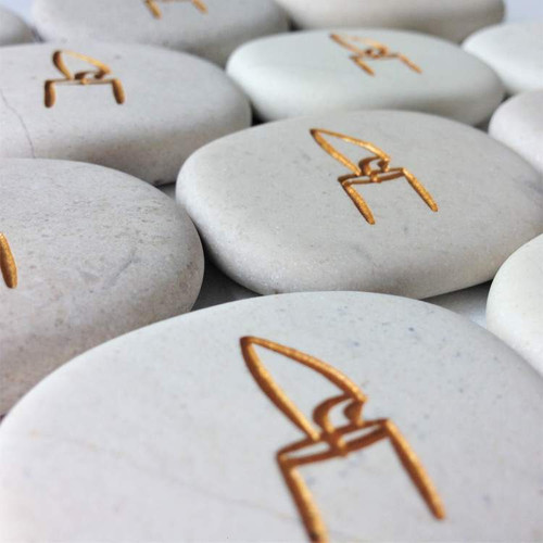 Flat Pocket Cream Rocks in Gold, 1.5" to 1.75"