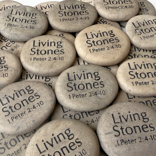 Custom Engraved Tan Flat Rocks in Black, 1.5" to 1.75"