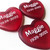Red Cranberry Heart Shaped Glass Stones, 2"-2.25"