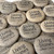Custom Engraved Tan Flat Rocks in Black, 1.5" to 1.75"