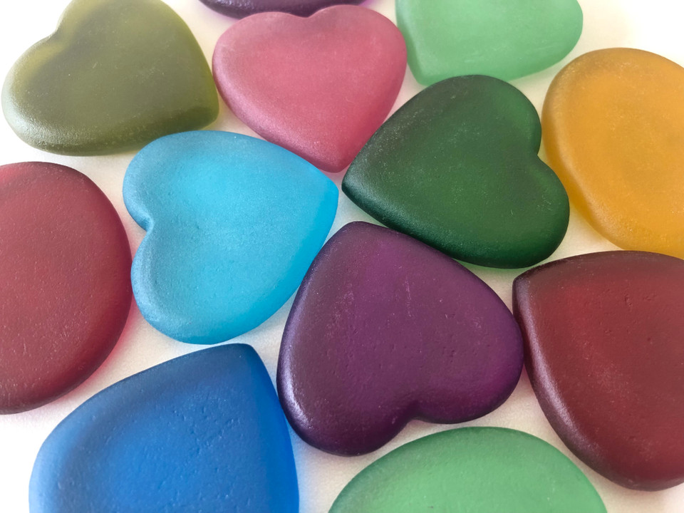 Glass Hearts Personalized Like Vibrant Pebble Beach Stones