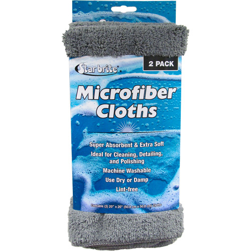 Star brite Microfiber Cloths 2 Pack - 20" x 20" Super Absorbent  Soft Towels [40089]