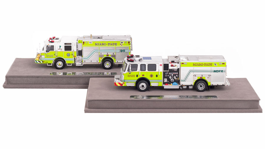 Fire Replicas Miami Dade Fire Rescue Engine 2-piece Set Scale Models
