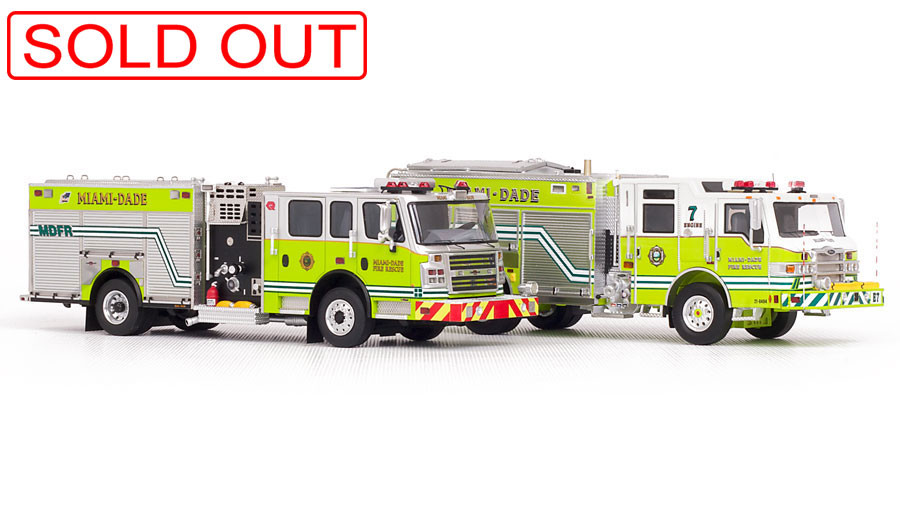 Fire Replicas Miami Dade Fire Rescue Engine 2-piece Set Scale Models