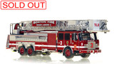 1:50 scale model of Boston Fire Department E-One Tower Ladder 3