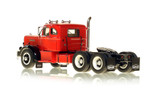 1:50 scale model of a 1954 Autocar DC-100T Tandem Axle Integral Sleeper - Red over Black