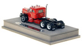 1:50 scale model of a 1954 Autocar DC-100T Tandem Axle Integral Sleeper - Red over Black