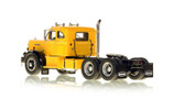 1:50 scale model of a 1954 Autocar DC-100T Tandem Axle Integral Sleeper - Yellow over Black