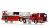 1:50 scale model of Los Angeles County Fire Department 2016 KME AerialCat 100' Quint 3