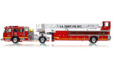 1:50 scale model of Los Angeles County Fire Department 2017 KME AerialCat 100' Quint 51