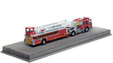 1:50 scale model of Los Angeles County Fire Department 2013 KME AerialCat 100' Quint 104