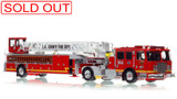 1:50 scale model of Los Angeles County Fire Department 2014 KME AerialCat 100' Quint 164