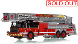 1:50 scale model of Chicago Fire Department 2018 E-One Cyclone II Tower Ladder 5